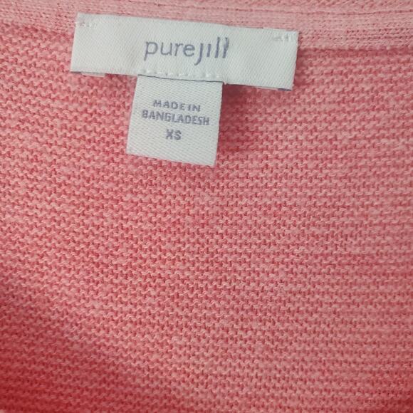 Pure Jill Powder Pink Cotton Wool Blend Ribbed Knit Boxy Casual Long Line Top - Picture 3 of 11